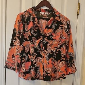 Cato Women's Paisley Top - Black and Orange